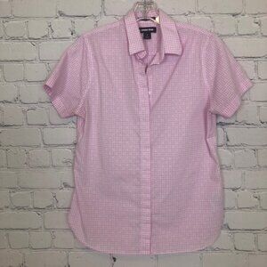 Lands End No Iron Supima Cotton Buttondown Shirt Size 6 Pink Gingham
